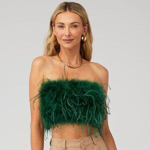 Lamarque Zaina Feather Bustier Top for Women XS Size Bottle Green